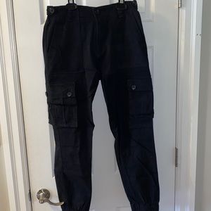 Black cargo joggers